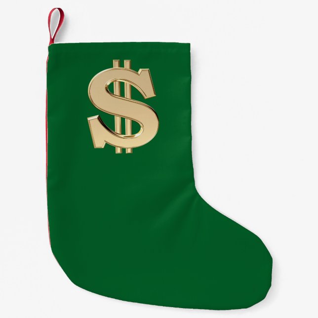 3D dollar sign Small Christmas Stocking (Front)