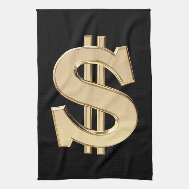 3D dollar sign Tea Towel (Vertical)