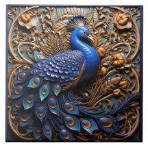 3D effect Blue Peacock, Baroque