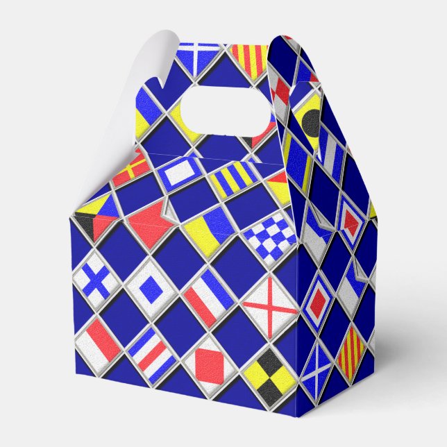 3D Effect Chequered Nautical Flag tiles Decor Favour Box (Front Side)