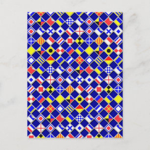 3D Effect Chequered Nautical Flag tiles Decor Postcard