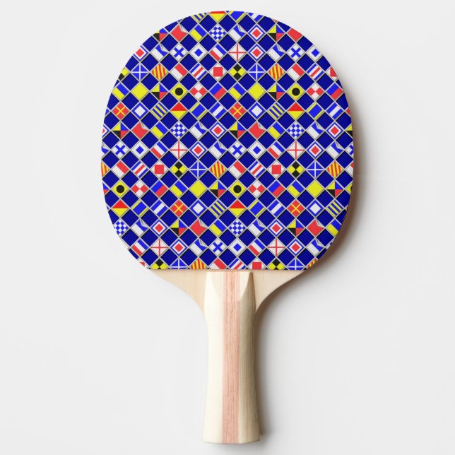 3D Effect Chequered Nautical Flag tiles Pattern Ping Pong Paddle (Front)