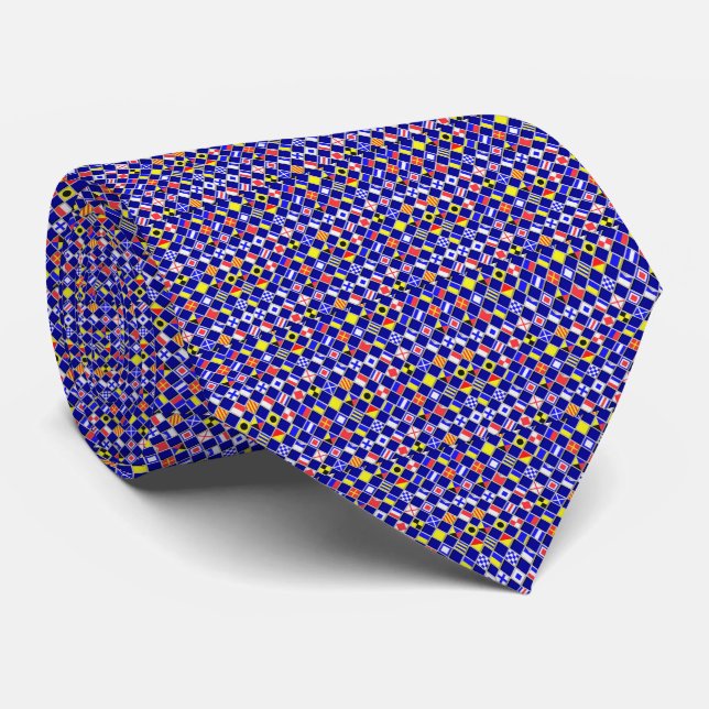 3D Effect Chequered Nautical Flag tiles Pattern Tie (Rolled)
