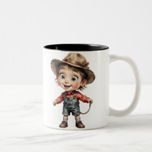 3D Effect Classic Cartoon Two-Tone Coffee Mug