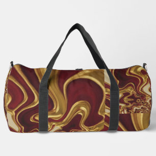 3D Effect Crimson and Gold Luxury Travel  Duffle Bag