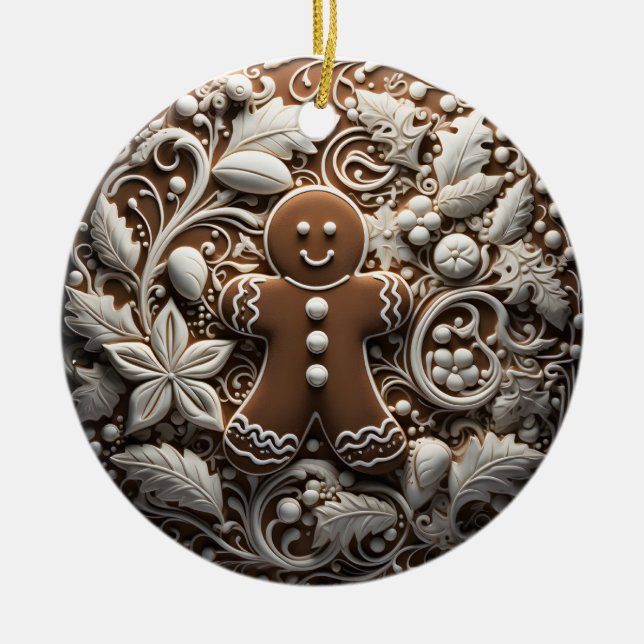 3D Effect Gingerbread Ornament | Custom Name (Front)