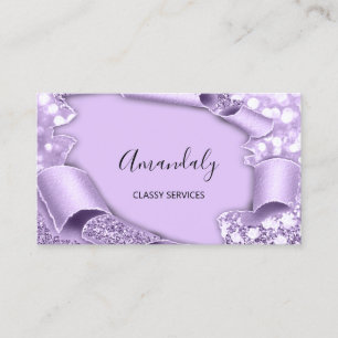 3D Effect §Makeup Event Planner Purple Glitter Business Card