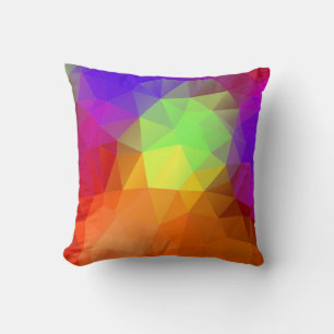 3D Effect Rainbow Geometric Triangles Cushion