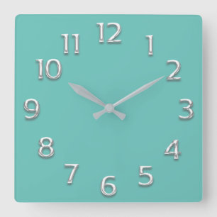 3D Effect Silver GRAY Minimalism Blue Pastel Square Wall Clock