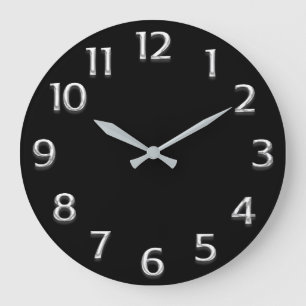 3D Effect Silver GRAY Minimalism Modern Black Large Clock
