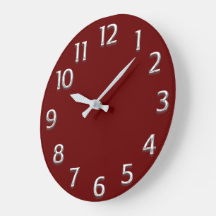 3D  Effect Silver GRAY Minimalism Modern Burgundy Large Clock