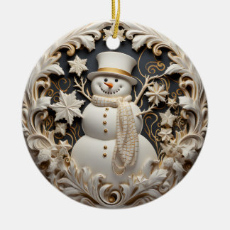 3D Effect Snowman Christmas Ornament | Custom name