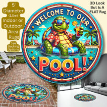 3D Effect, Welcome To Our Pool, Flat Round