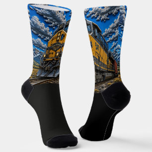 3D Effect Yellow Diesel Locomotive Engine Train Socks