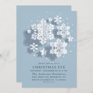 3D Elegant Snowflake Holiday CHRISTMAS EVE Invitation