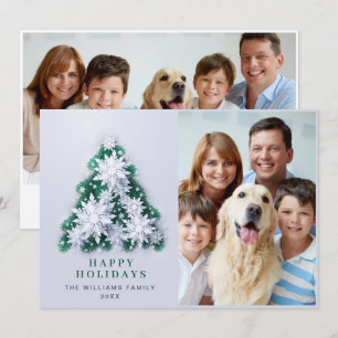 3D Elegant Snowflakes Christmas Greeting 2 PHOTO Holiday Card
