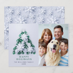 3D Elegant Snowflakes Christmas Greeting PHOTO Holiday Card