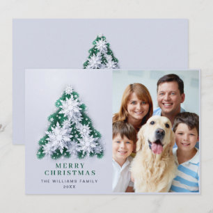 3D Elegant Snowflakes Christmas Greeting PHOTO Holiday Card