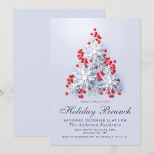 3D Elegant Snowflakes CHRISTMAS HOLIDAY BRUNCH Invitation