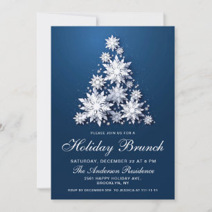 3D Elegant Snowflakes Christmas Holiday Brunch Invitation
