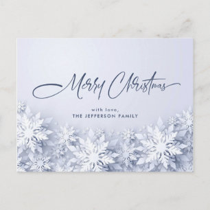 3D Elegant Snowflakes Christmas Holiday Greeting Postcard