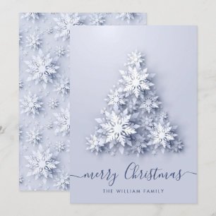 3D Elegant Snowflakes Christmas Tree Greeting Holiday Card