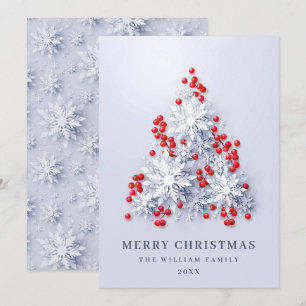 3D Elegant Snowflakes Christmas Tree Greeting Holiday Card