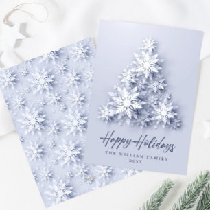 3D Elegant Snowflakes Christmas Tree Greeting Holiday Card