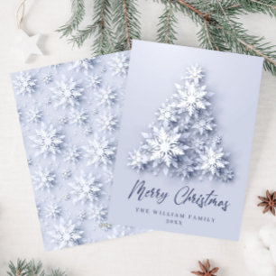 3D Elegant Snowflakes Christmas Tree Greeting Holiday Card