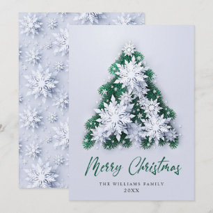 3D Elegant Snowflakes Christmas Tree Greeting Holiday Card