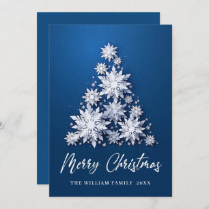 3D Elegant Snowflakes Christmas Tree Greeting Holiday Card