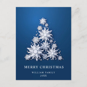 3D Elegant Snowflakes Christmas Tree Greeting Holiday Postcard
