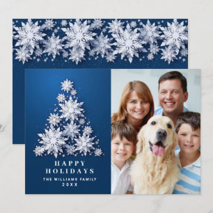 3D Elegant Snowflakes Christmas Tree Photo Holiday Card