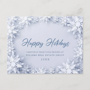 3D Elegant Snowflakes Corporate Christmas Holiday Postcard