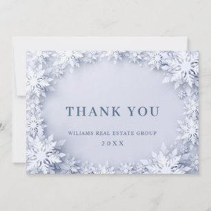 3D Elegant Snowflakes Corporate Christmas Holiday Thank You Card