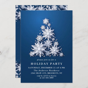 3D Elegant Snowflakes Tree Holiday CHRISTMAS PARTY Invitation