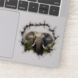 3D Elephant Wall Break Art – Realistic Safari