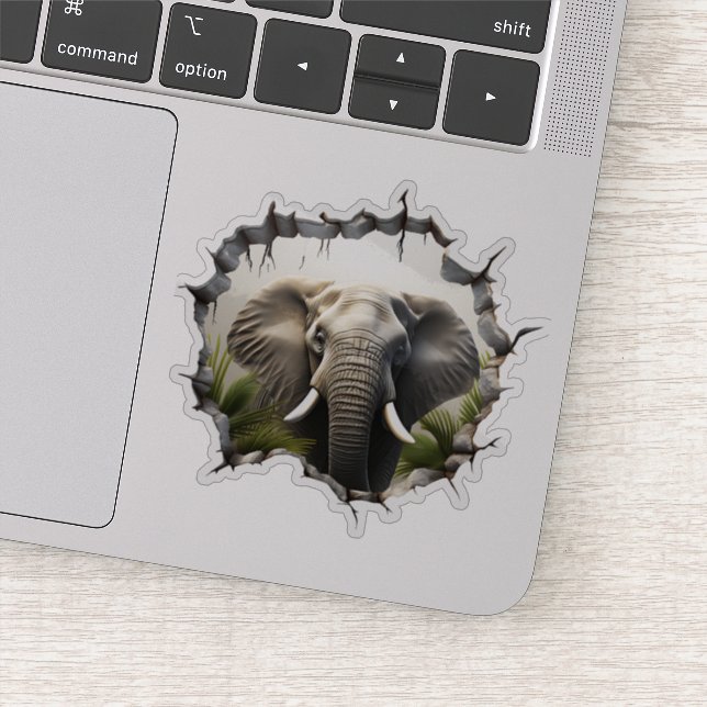 3D Elephant Wall Break Art – Realistic Safari (Detail)