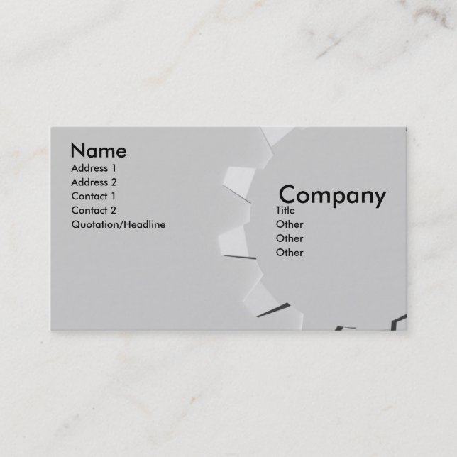 3D Embossed Look Gear Business Card (Front)