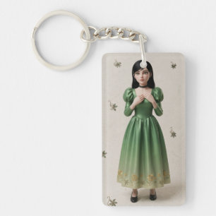 3D Emerald Green Princess Character Key Ring