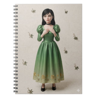 3D Emerald Green Princess Character Notebook
