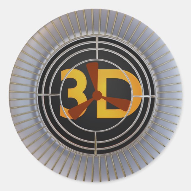3D Engine. Classic Round Sticker (Front)