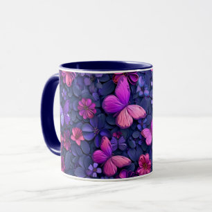 3D eye catching butterfly and flower mug