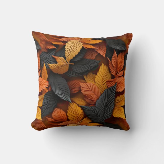 3D Fall Leaves Throw Pillow (Front)