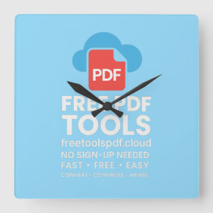 🔥 3D Fantasy Logo – FreetoolsPDF.Cloud Square Wall Clock