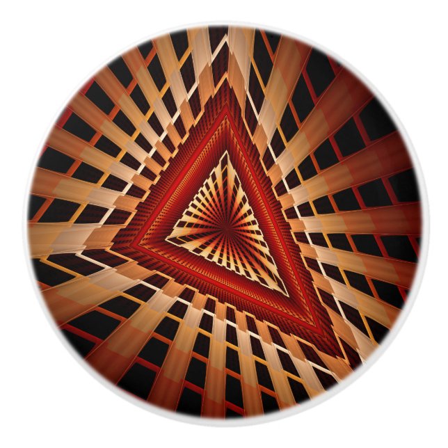 3D Fantasy Network Modern Fractal Graphic Design Ceramic Knob (Front)