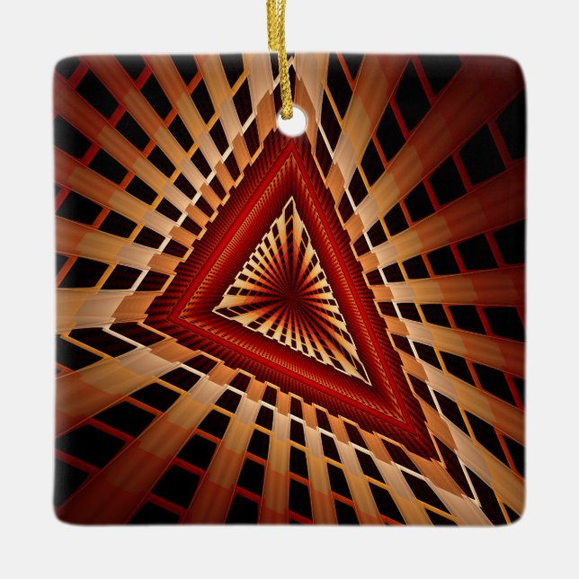 3D Fantasy Network Modern Fractal Graphic Design Ceramic Ornament (Front)