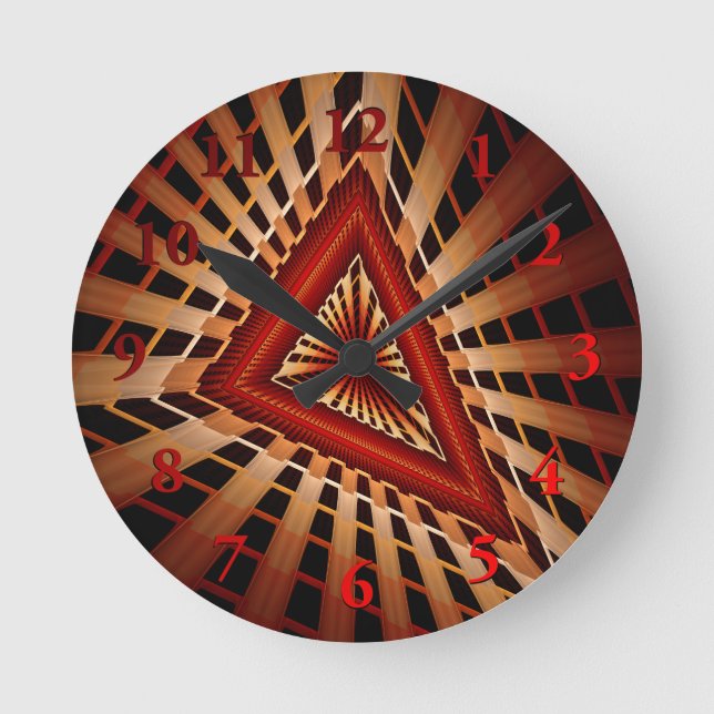 3D Fantasy Network Modern Fractal Graphic Design Round Clock (Front)