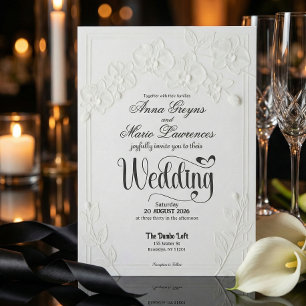 3D Faux Embossed White Orchid Floral Arch Wedding Invitation