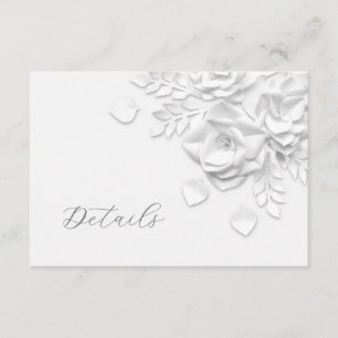 3D Faux Paper Cut Roses Wedding Details Enclosure Card